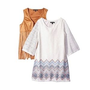 MY Michelle Girls A-line Lace Dress With Fringe Vest Size 14 Pre-Owned